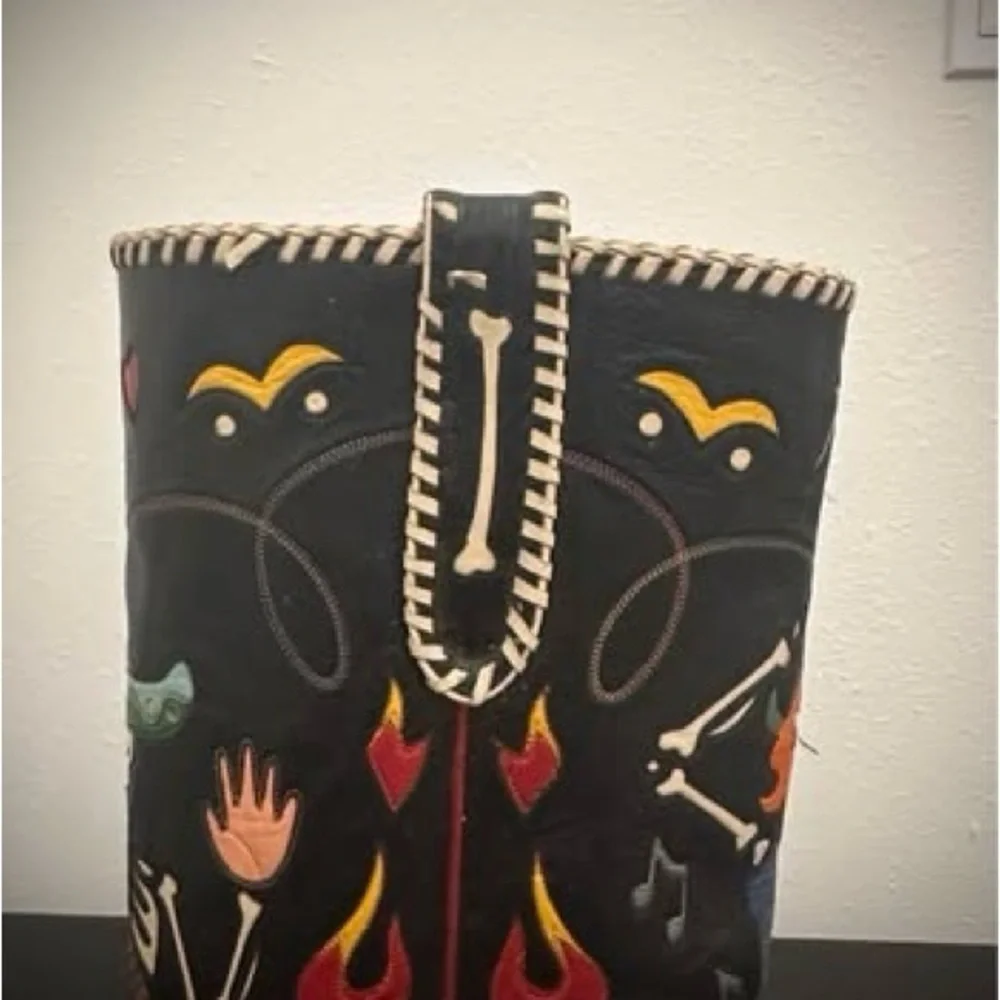 Vintage Rocketbusters Cowboy Boots with Colorful Skeleton Design - Picture 8 of 11
